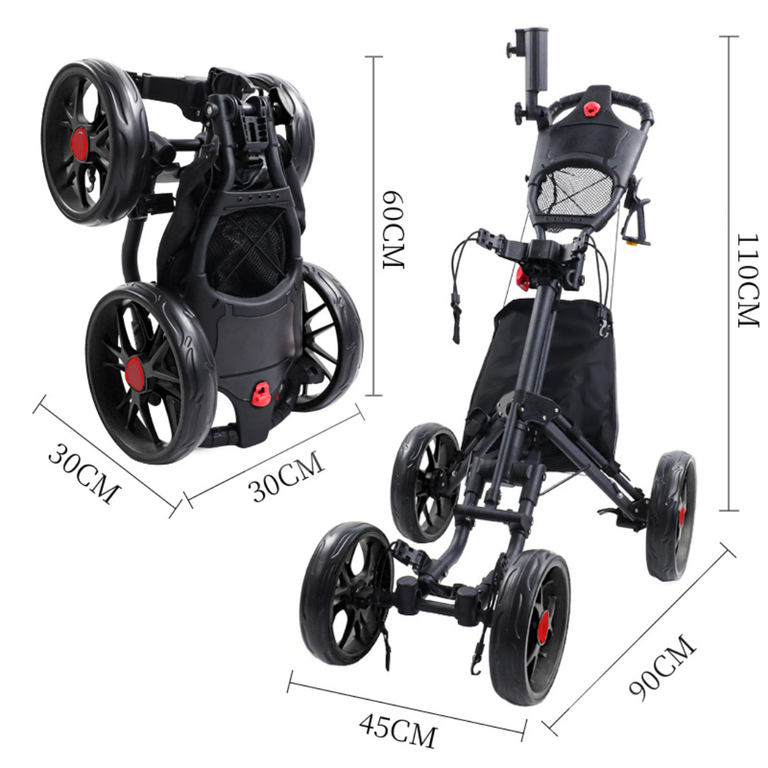 ParShark Golf Trundler 4 Wheel Umbrella Holder - Stealth