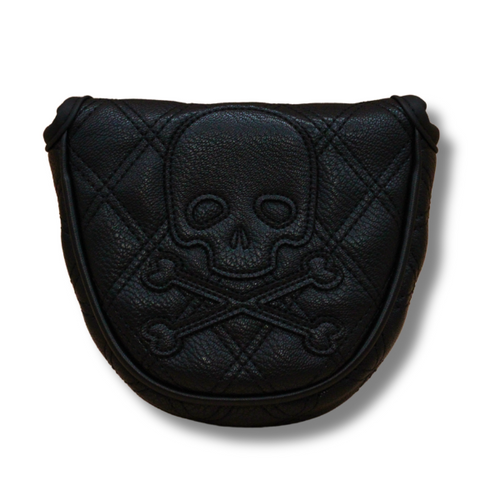 Golf Putter Cover Mallet Putter Quilted Skull - Black