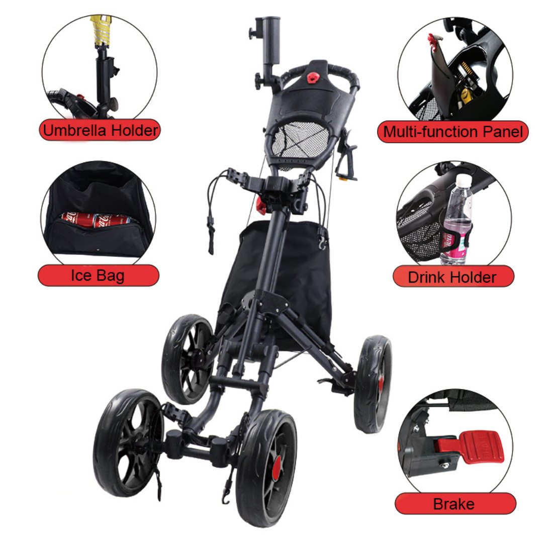 ParShark Golf Trundler 4 Wheel Umbrella Holder - Stealth