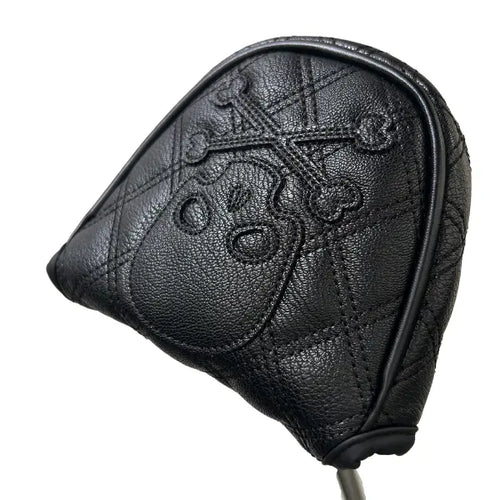 Golf Putter Cover Mallet Putter Quilted Skull - Black