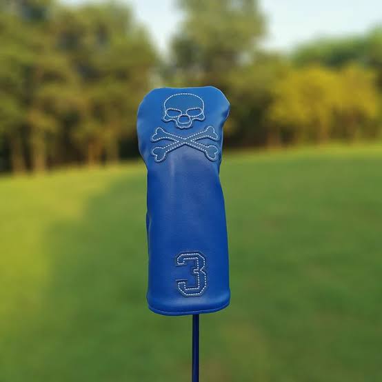 Golf 3 Wood Head Cover - Blue skull