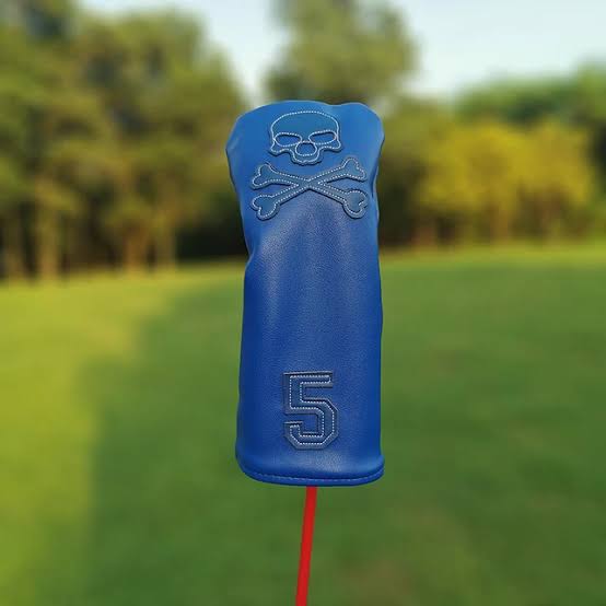 Golf 5 Wood Head Cover - Blue skull