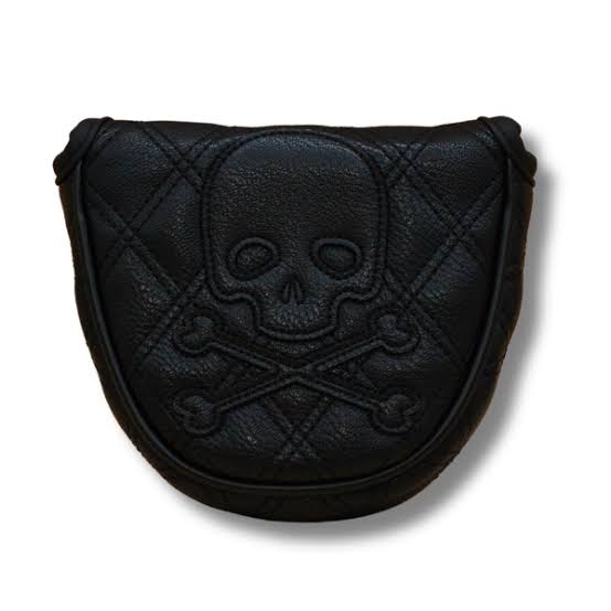 Golf Putter Cover Mallet Putter Quilted Skull - Black