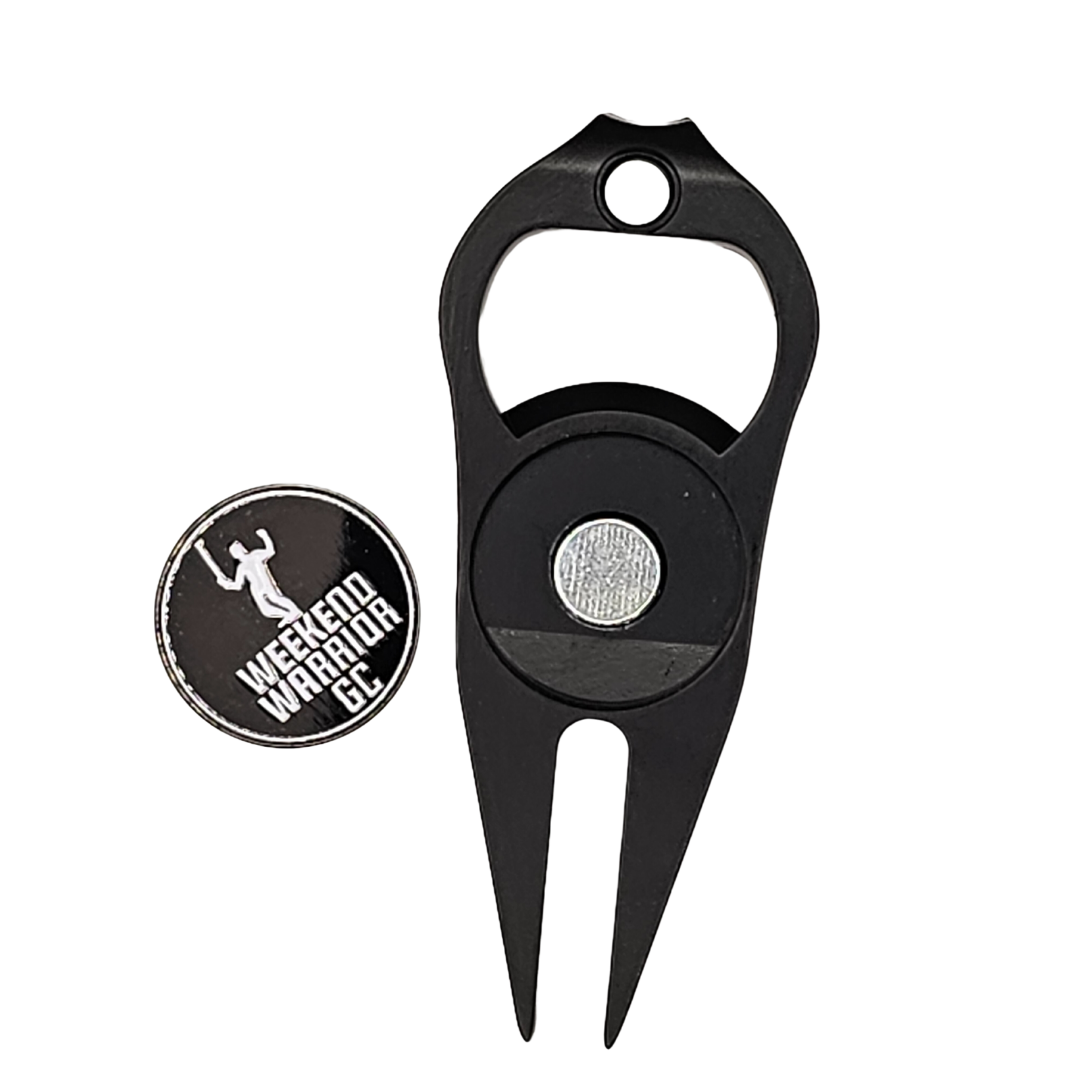 ParShark Golf Essentials Pack - golf towel, golf ball marker, golf cleaning brush, pitch mark repairer.