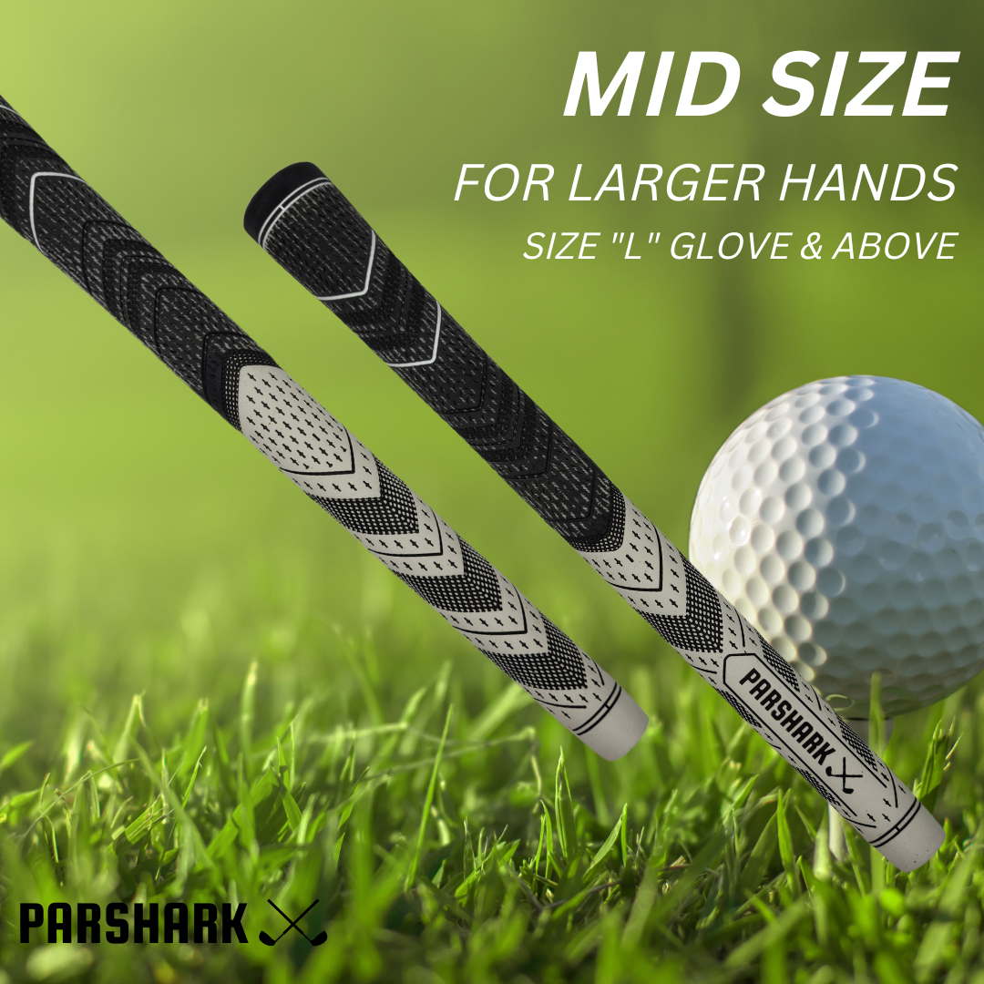 Golf Grips Mid Size 13 pieces White + Regrip Set - ParShark CTRL