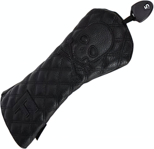 Golf Fairway 3 Wood 5 Wood Cover Quilted Black skull