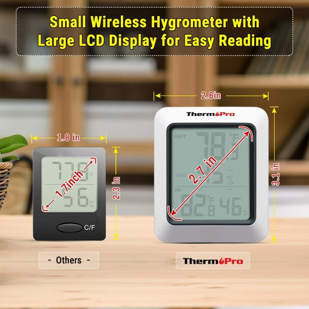 ThermoPro TP60C Wireless Indoor Outdoor Digital Thermometer Hygrometer with High Accuracy