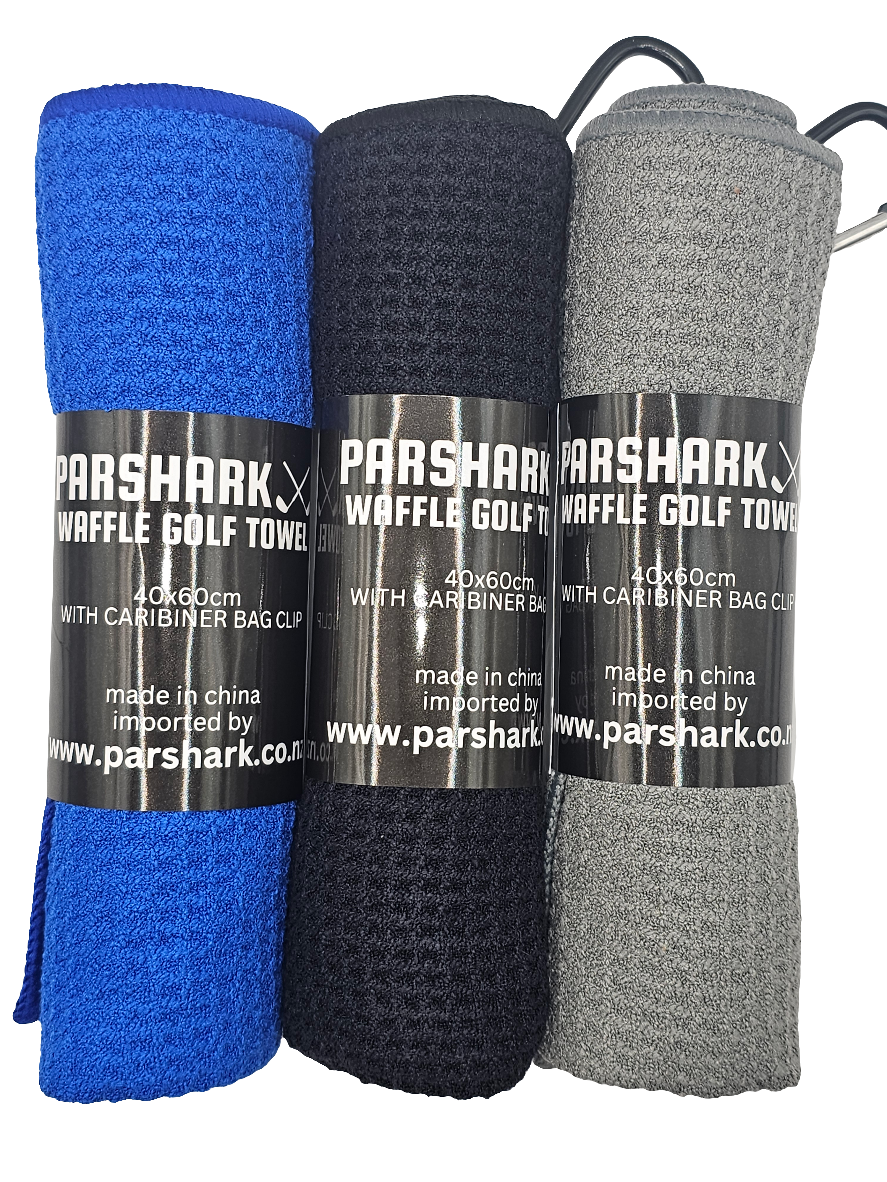 ParShark Standard Waffle Golf Towel - Black