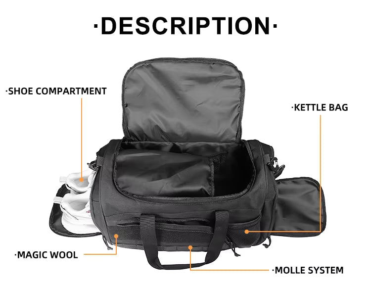 Crossfit Duffle Bag Velcro Front 40L - Recon Black