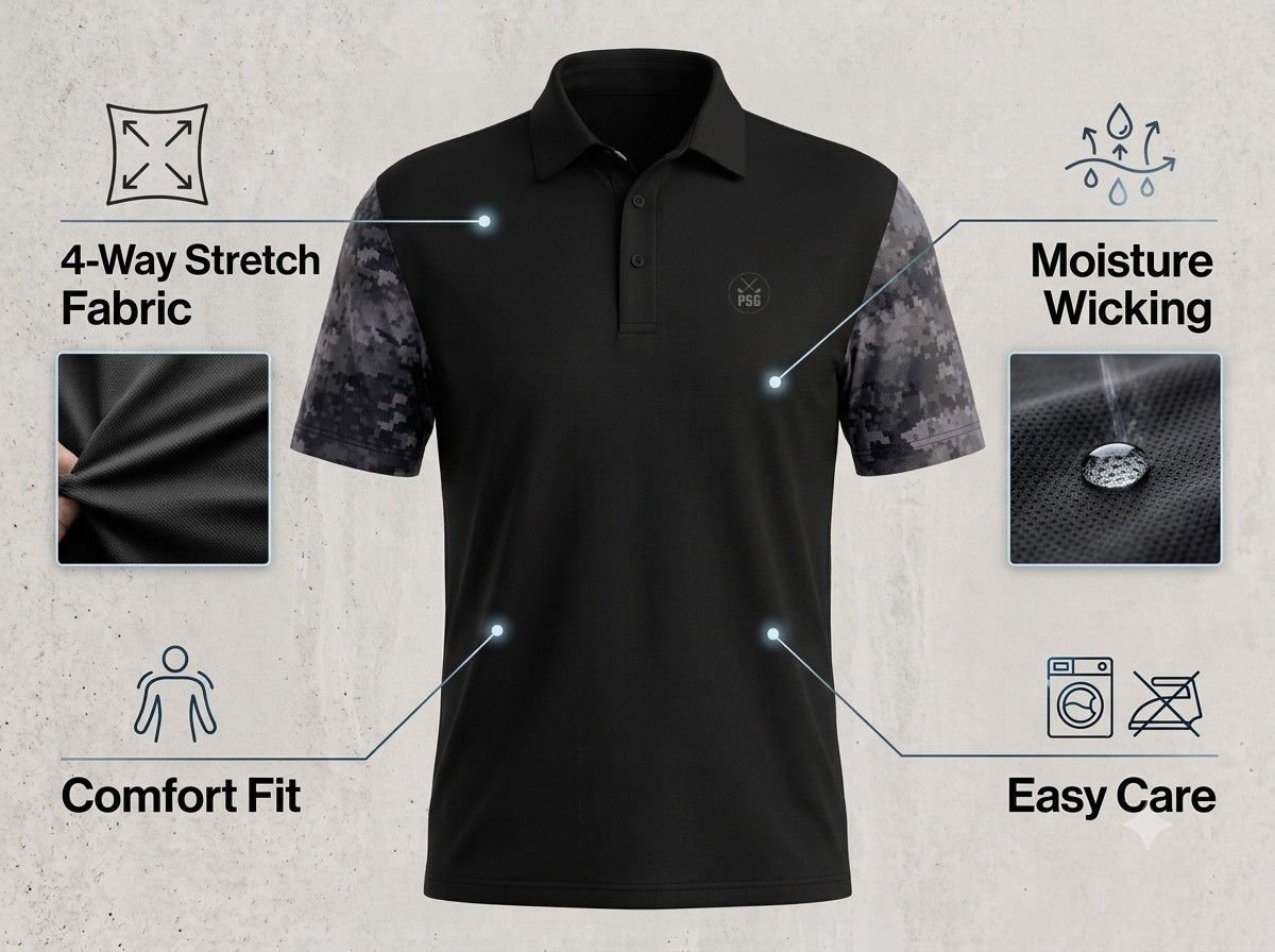 ParShark Black Ops Golf Polo - Black / Camo