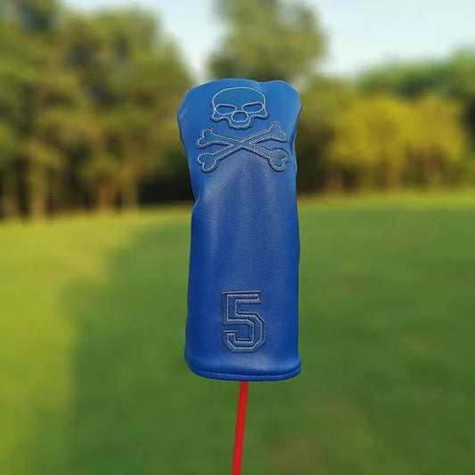 Golf 5 Wood Head Cover - Blue skull