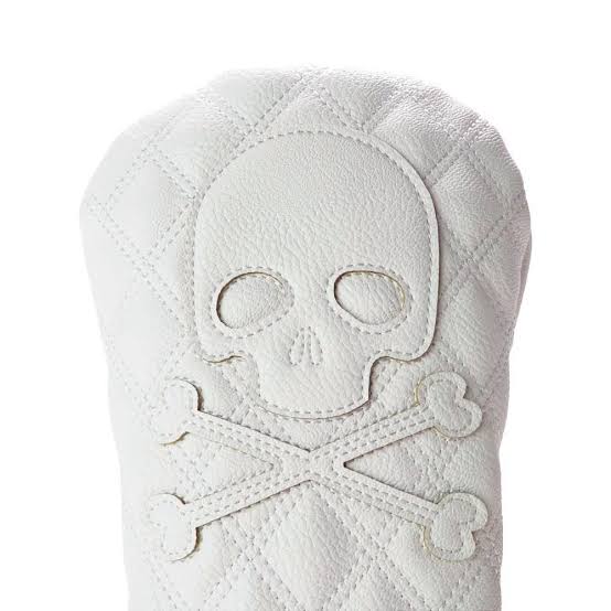 Golf Driver HeadCover Quilted White Skull