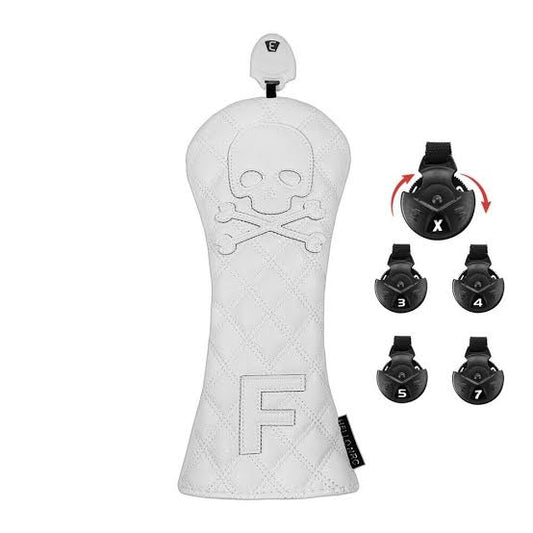 Golf Fairway Cover Quilted White Skull