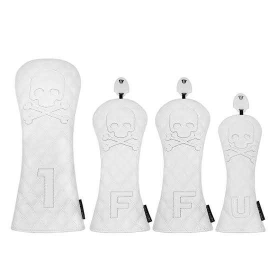 Golf Fairway Cover Quilted White Skull