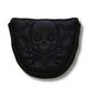 Golf Putter Cover Mallet Putter Quilted Skull  - Black