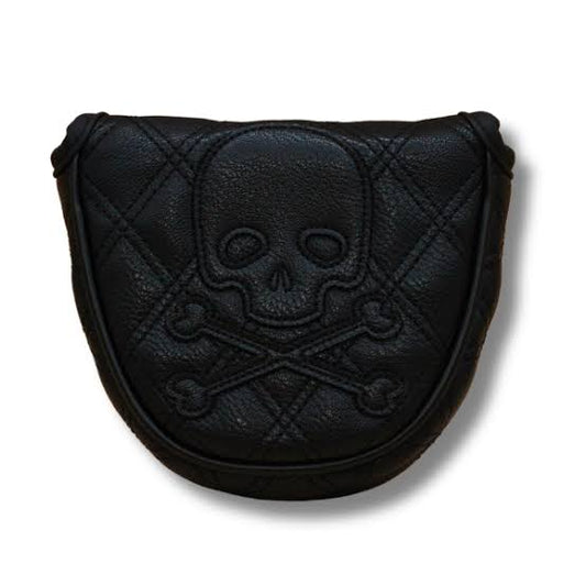 Golf Putter Cover Mallet Putter Quilted Skull  - Black