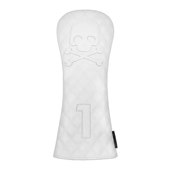 Golf Driver HeadCover Quilted White Skull
