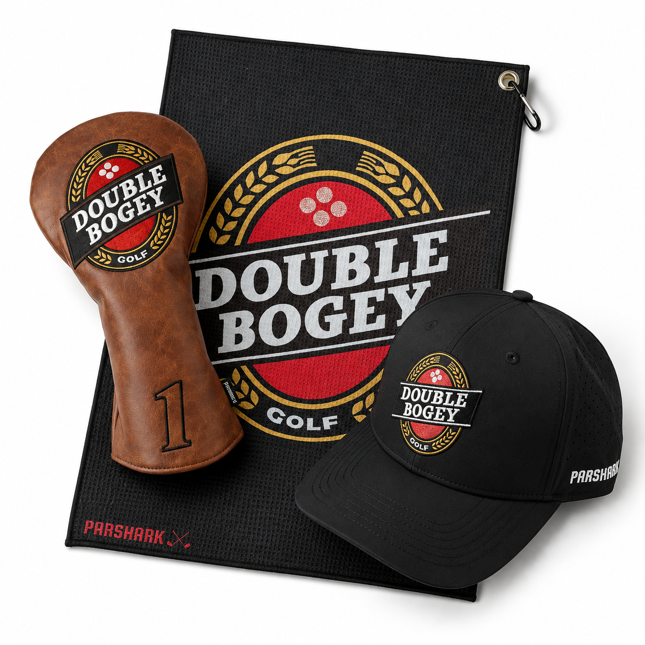 ParShark Double Bogey Driver Head Cover, Hat & Towel Pack