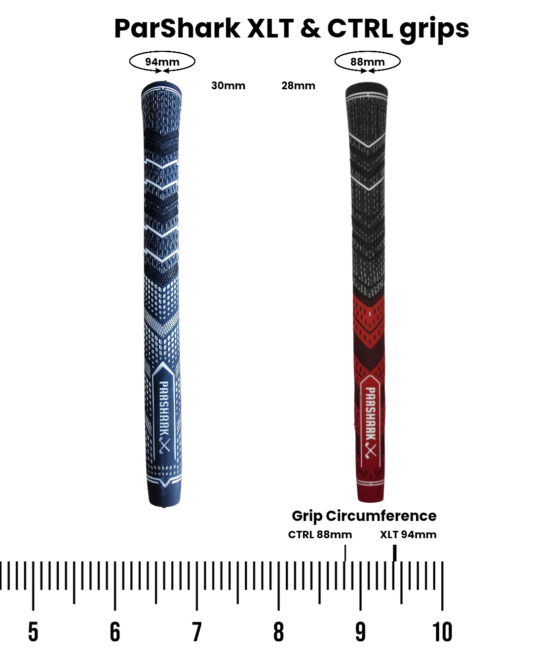 ParShark XLT Jumbo Golf Club Grips 13 Pack Red + Re Grip Kit