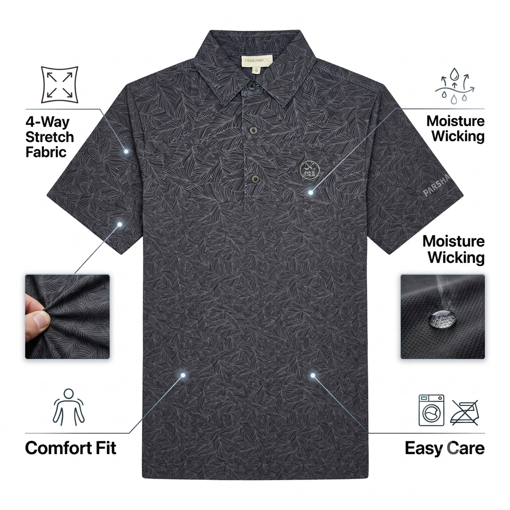ParShark Fern Noir Golf Polo - Black / Grey