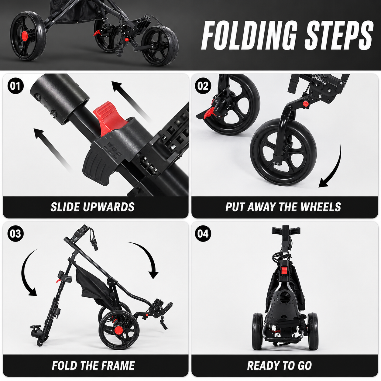 ParShark Golf Trundler 3 Wheel Umbrella Holder - Delta