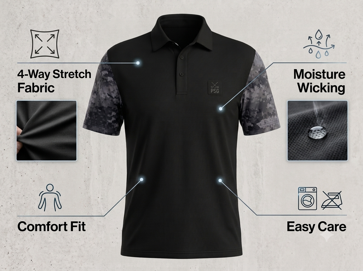 ParShark Black Ops Golf Polo - Black / Camo