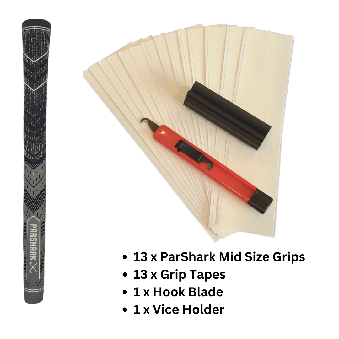 Golf Grips Mid Size 13 pieces Grey + Regrip Set - ParShark CTRL