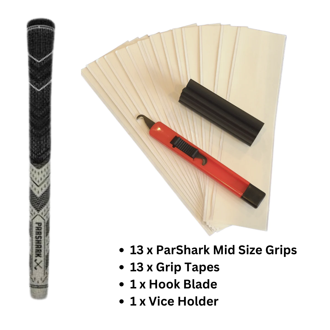Golf Grips Mid Size 13 pieces White + Regrip Set - ParShark CTRL